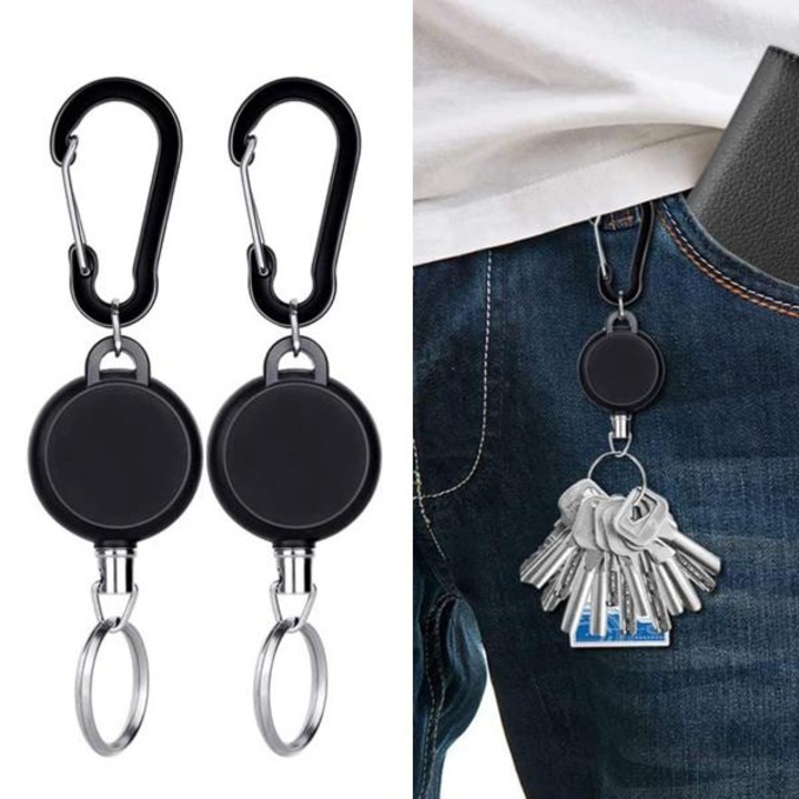 Brelocuri extensibile 2-set, negru cu detalii argintii, 65cm