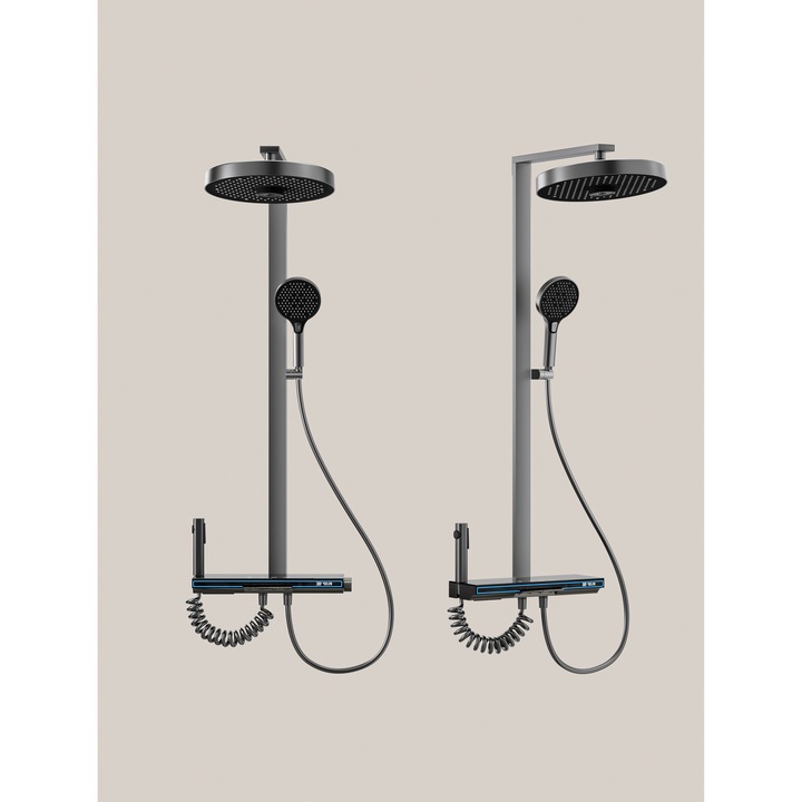 Душ колона Rainstorm, дигитална, алуминий, антрацитно сиво/черно, 7.38 кг, 1.5 м гъвкав маркуч