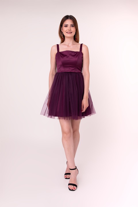 Ilona Andreoiu, Rochie scurta evazata Dark Orchid, Visiniu