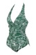 Costum de baie, o piesa, model clasic elegant, prindere dupa gat, decolteu adanc si spate gol, chilot decupaj clasic, tematica I love flowers, EFAYN, Verde