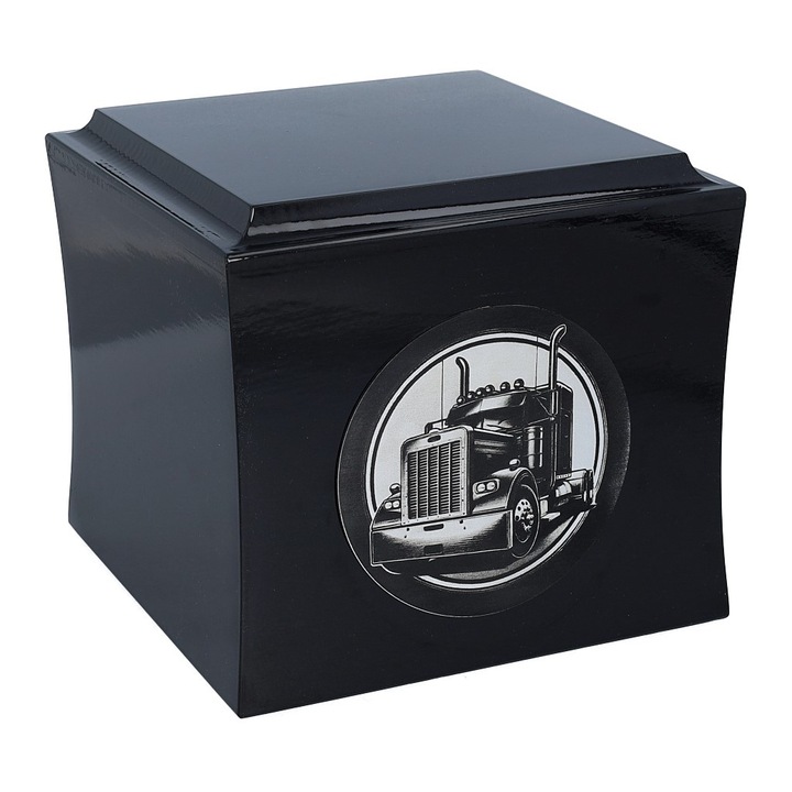 Urna din lemn pentru sofer, urna cu motiv de camion, remember Forever