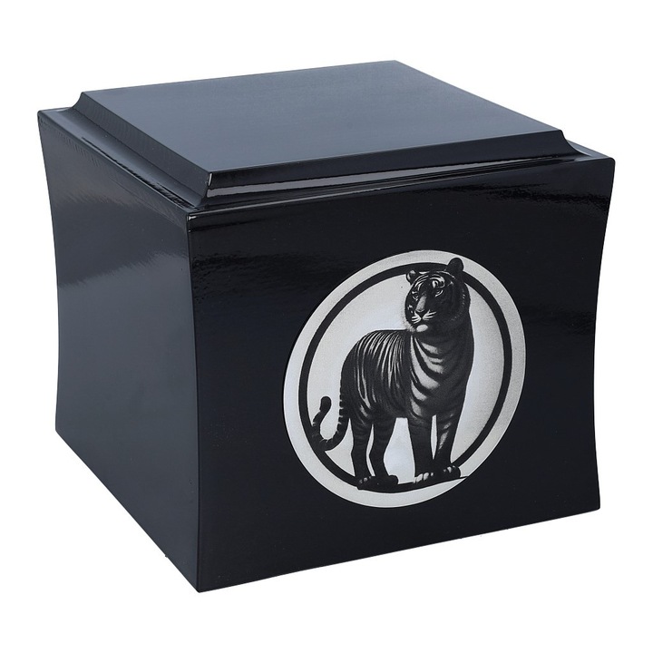 Urna funerara gravata cu tigru Remember Forever, negru