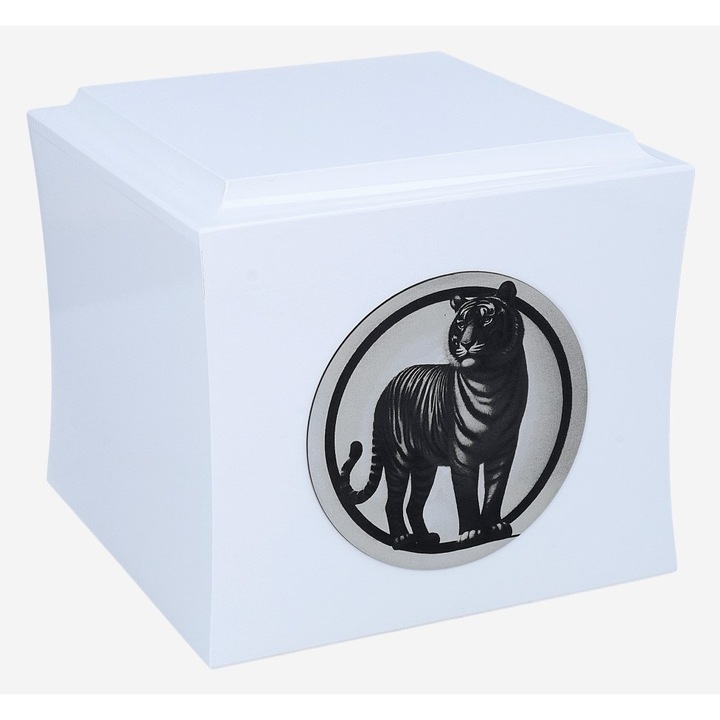 Urna funerara gravata cu tigru Remember Forever, alb
