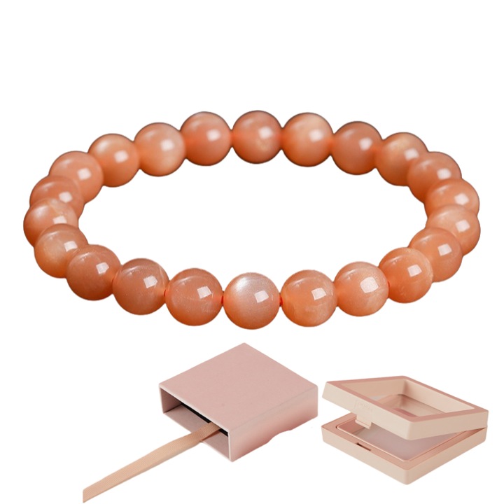 Bratara cu piatra de soare stralucitoare calda Cristale portocalii Ambalaj cadou elegant Energie pozitiva pentru femei, Bratara Pietre semipretioase