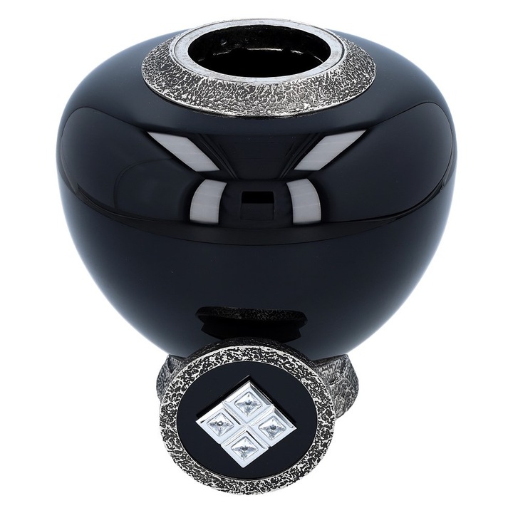 Urna funerara exclusiva neagra cu cristale Swarovski din sticla pentru adulti Remember Forever