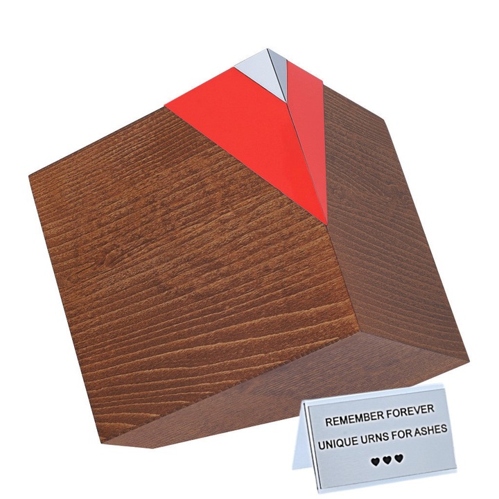 Urna de incinerare din lemn pentru cenusa umana, Remember Forever, maro