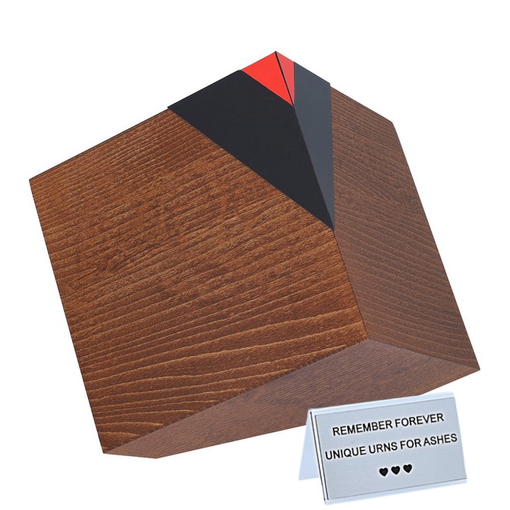 Urna de incinerare moderna din lemn masiv pentru adulti v, maro