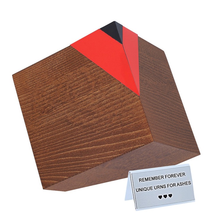 Urna de incinerare din lemn pentru cenusa umana, Remember Forever, maro