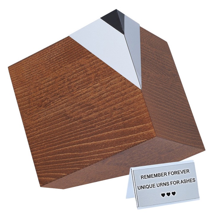 Urna de incinerare din lemn pentru cenusa umana Remember Forever, maro