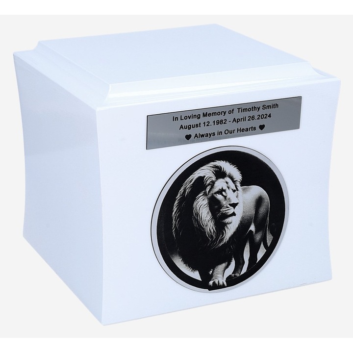 Urna pentru cenusa Regele Leu, Remember Forever, alb