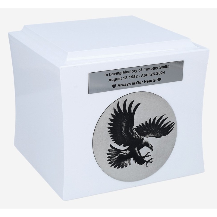 Urna de incinerare cu motiv de vultur Urna de cenusa cu vultur gravat Personalizati-va urna