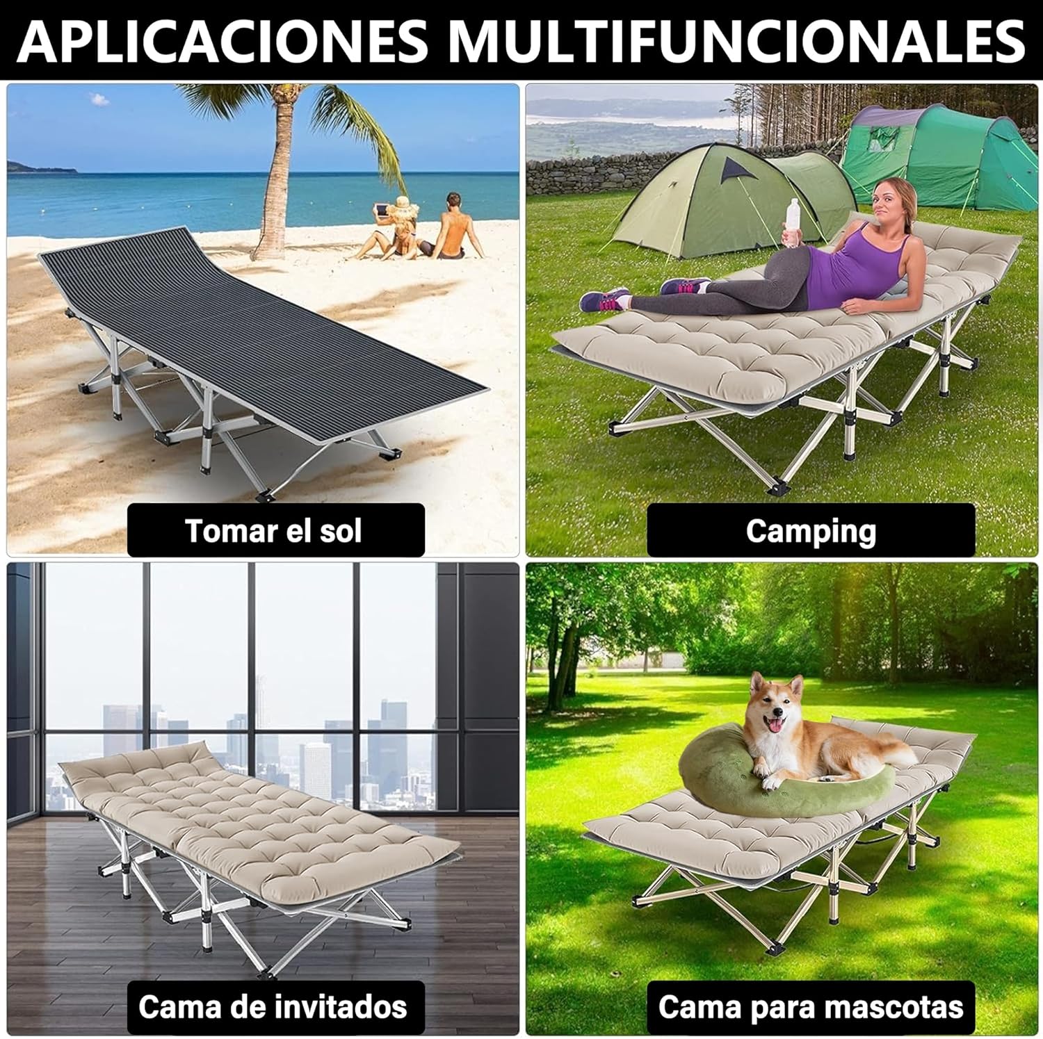 Folding bed, EXCITAT ®, Adult bed, 190cm long, extra wide, sturdy