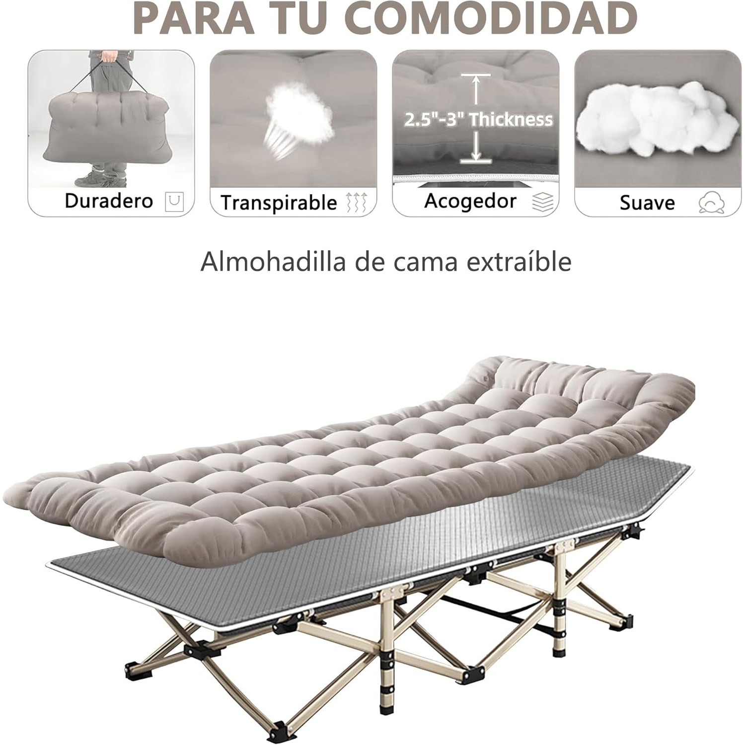 Folding bed, EXCITAT ®, Adult bed, 190cm long, extra wide, sturdy