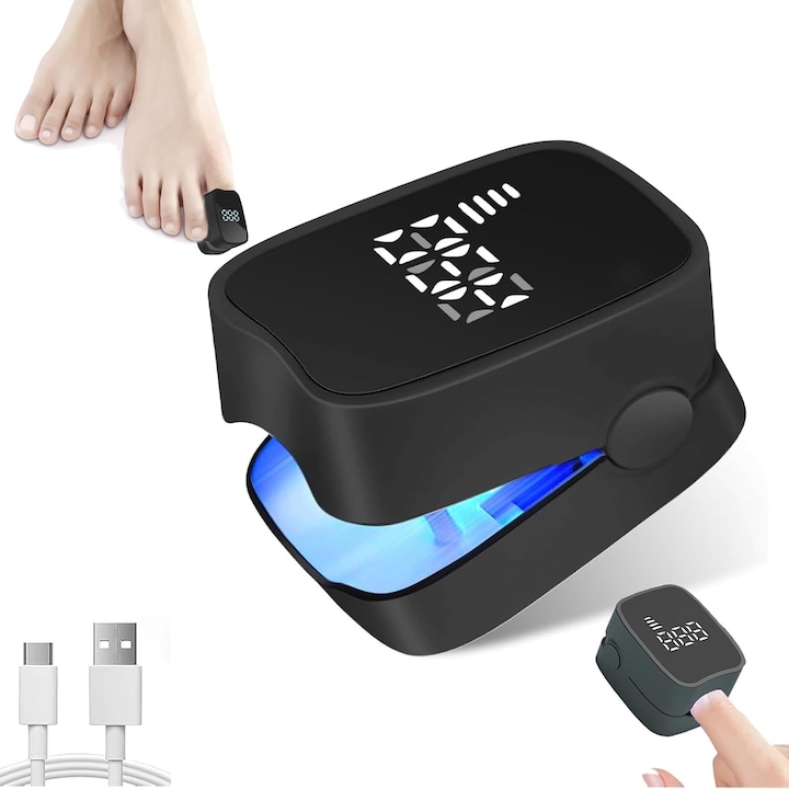 Aparat laser pentru tratarea onicomicozei, EXCITAT®, pentru unghii deteriorate, decolorate, groase, pentru uz casnic, reincarcabil USB, portabil, negru