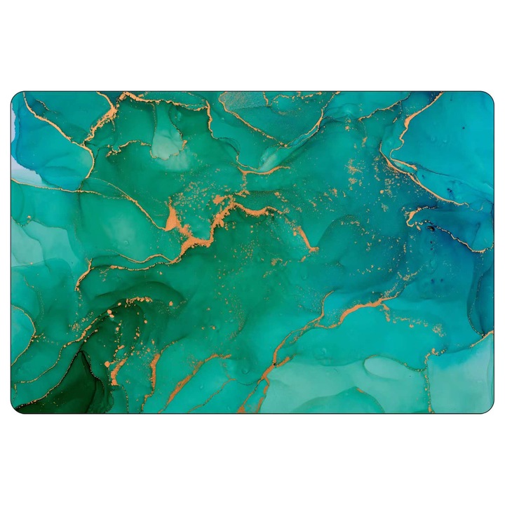 Covor de Baie Universal, Spuma de Silicon si Diatom, Ultra absorbant, Antiderapant si uscare rapida, Moale, placut la atingere, ecologic, usor de curatat si de depozitat, 40x60 cm, Poliester/Rubber, Verde/Auriu