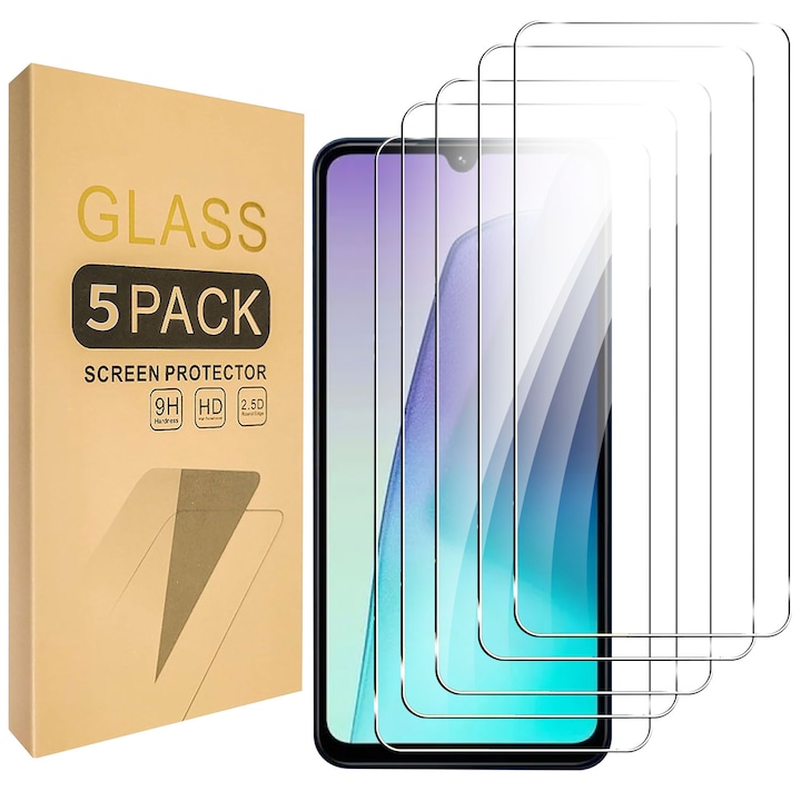 Set 5 Folii sticla compatibil cu pentru Xiaomi Redmi 13C /Poco C65, 3D, Full Glue, Sticla Securizata, Duritate Militara, Ultra HD, Anti Zgarieturi, Anti Socuri