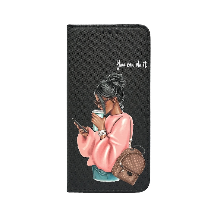 BestCase® Husa Tip Carte Compatibila cu Motorola Moto E15, Shopping Girl, Suport Stand, Buzunar Card, 1988321 FLB 962