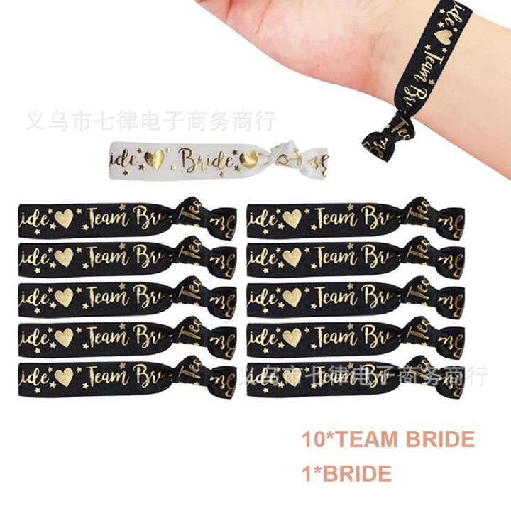 Set 11 Bratari, pentru Petrecerea Burlacitelor, din Panza, Marime Universala, Alb/Negru