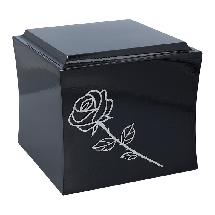 Urna funerara din lemn cu sicriu de incinerare Remember Forever, negru