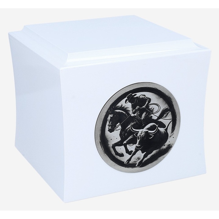 Urna din lemn cu motiv Rodeo Remember Forever, alb