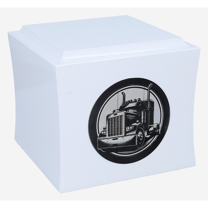 Urna lemn Remember Forever, motiv camion, alb