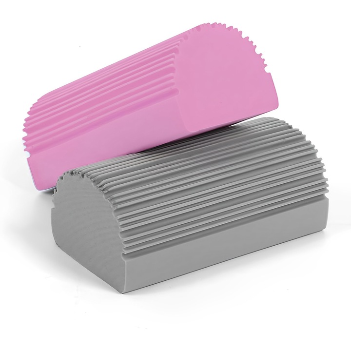 TREXORA varázslatos tisztítószivacs, nedves/száraz használatra, magas nedvszívó képességű, U-horony kialakítású, 10,5x5,5x4,5cm, PVA, szürke/rózsaszín