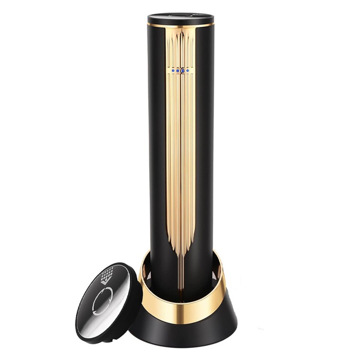 Deschizator electric de sticle de vin, Rqiurpn, tirbuson automat, design modern, operare fara efort, 500mAh, reincarcabil, ergonomic, Aluminiu, Multicolor