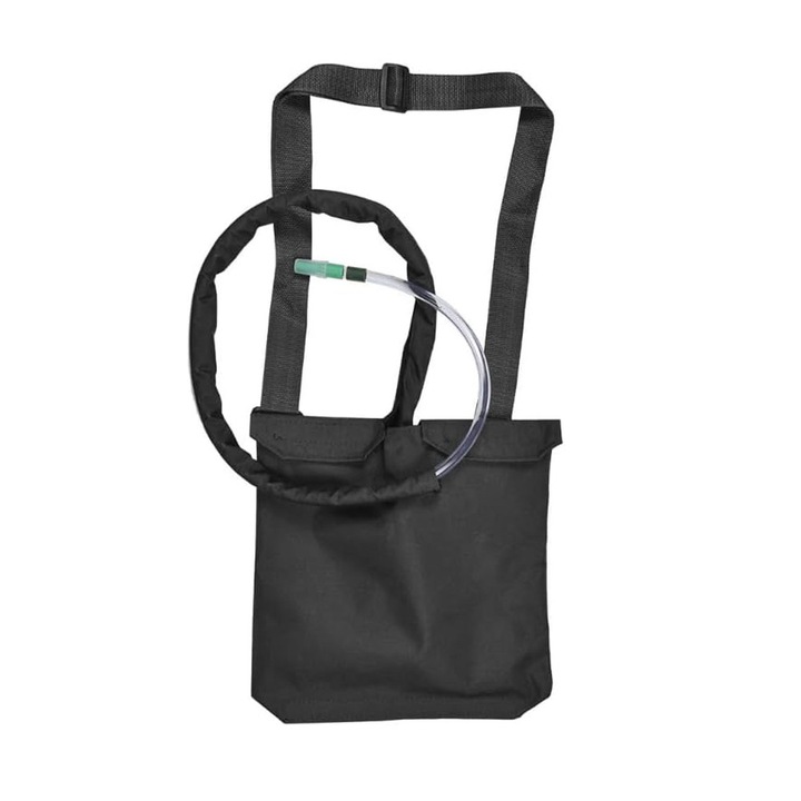 Saculet suport de fixare a pungii de drenaj, cootway, Suport pentru punga de drenaj pentru urina cu capac pentru tubul cateterului si curea ajustabila, Negru