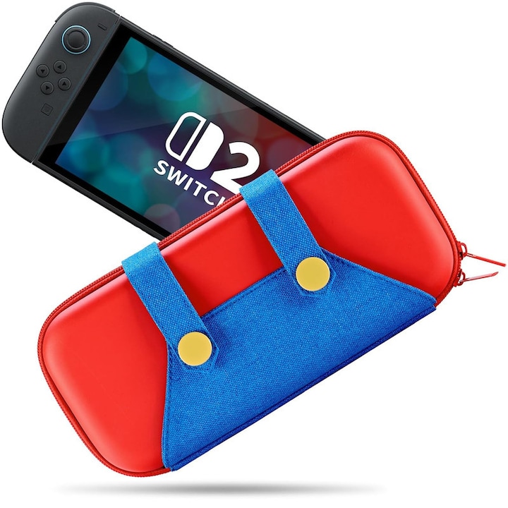 Husa pentru Nintendo Switch 2, NESTIFY capacitate 10 cartuse, design subtire, rosu-albastru