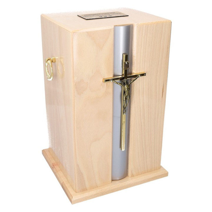Urna din lemn pentru cenusa cu cruce Remember Forever
