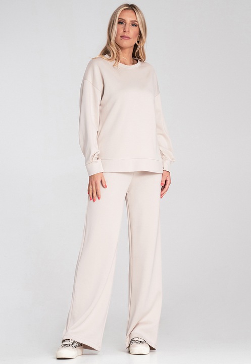 Set trening Figl, bej, confortabil, croiala supradimensionata, material elastic