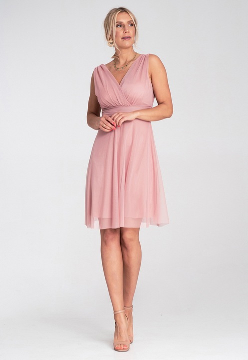 Rochie de cocktail Figl, eleganta, din plasa, roz, S-M INTL