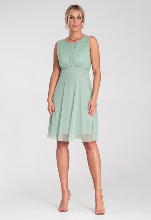 Rochie Figl, eleganta, decolteu la spate, din plasa, menta, S-M INTL