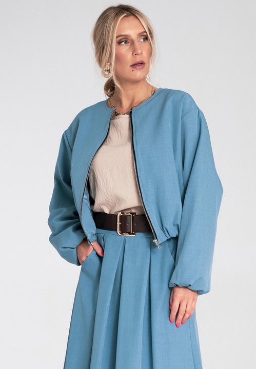 Jacheta bomber Figl, albastra, croiala lejera, material textil, pentru femei, S-M INTL