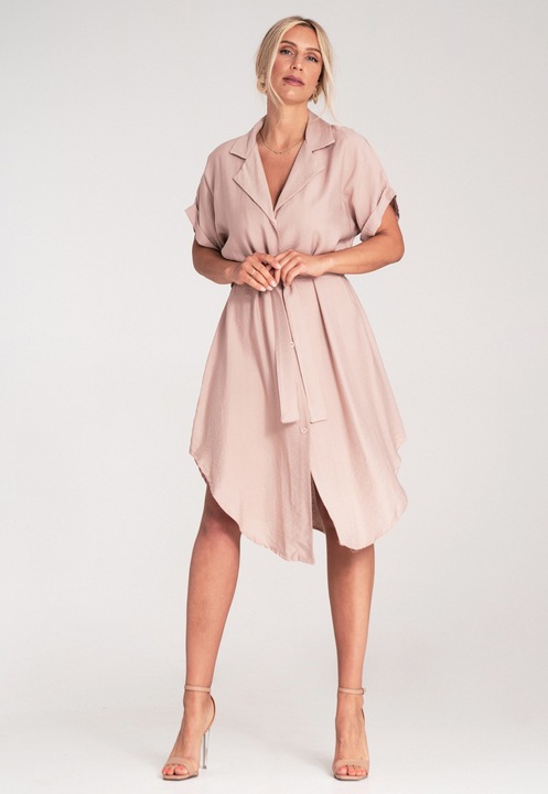 Rochie camasa, Figl, eleganta, roz, fabricatie de calitate, S-M INTL