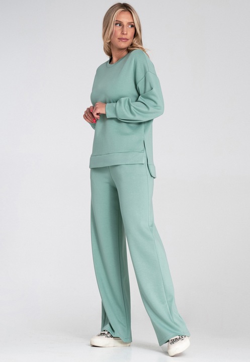 Set trening Figl, menta, confortabil, croi larg, tesatura tricotata