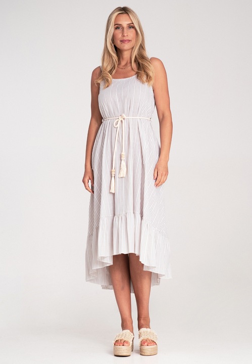 Rochie de vara, Figl, cu dungi, bretele subtiri, bej, material universal, One Size INTL