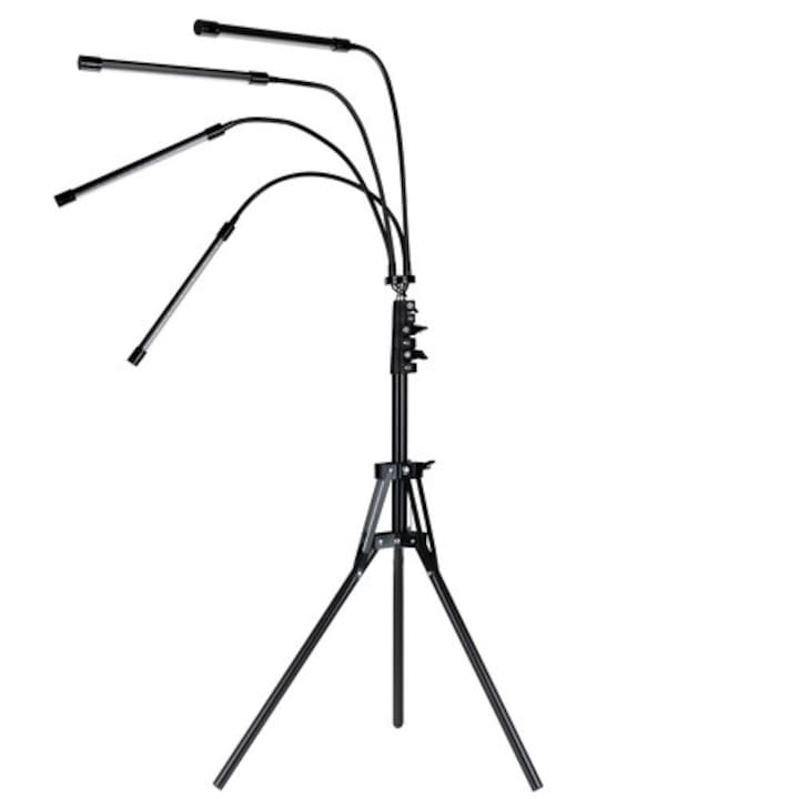 Lampa de crestere cu LED-uri, 4 panouri, 80 LED-uri, rosu si albastru, inaltime ajustabila 73-153 cm