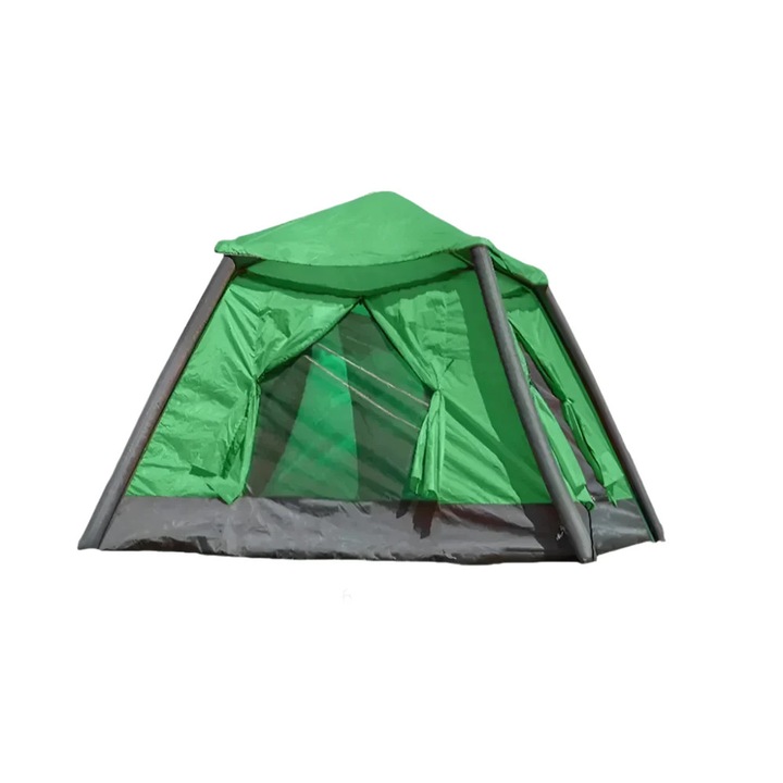 Палатка, бързо сглобяема, надуваема, водоустойчива, слънцезащитен навес, двуслойна, зелен