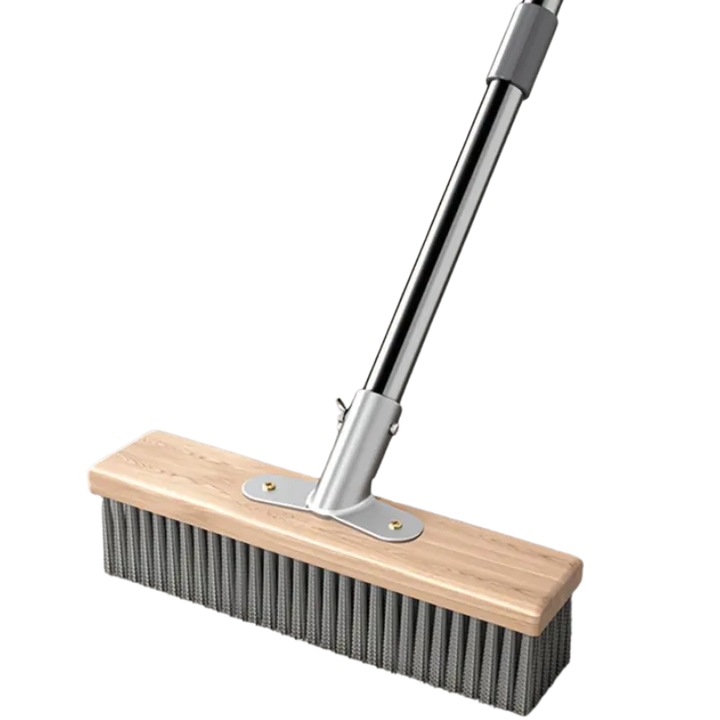 Четка за под с тел от неръждаема стомана, твърди влакна, ширина 40 см, дръжка 125 см