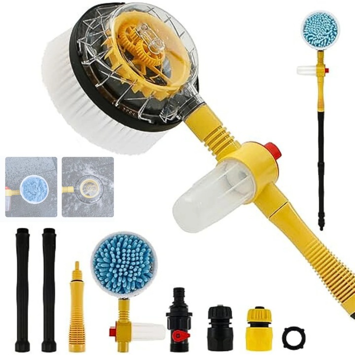 APF® autómosó forgókefe – automatikus habosítással, hosszú nyéllel 100 cm, 360°-os tisztítás, magasnyomású