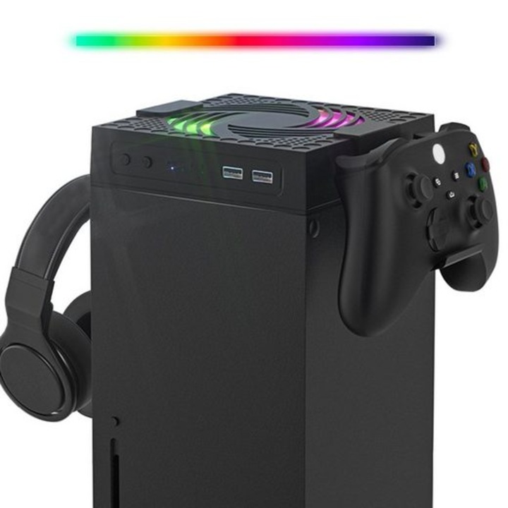 Ventilator racire Haiaveng Xbox Series X cu LED si 3 viteze, negru