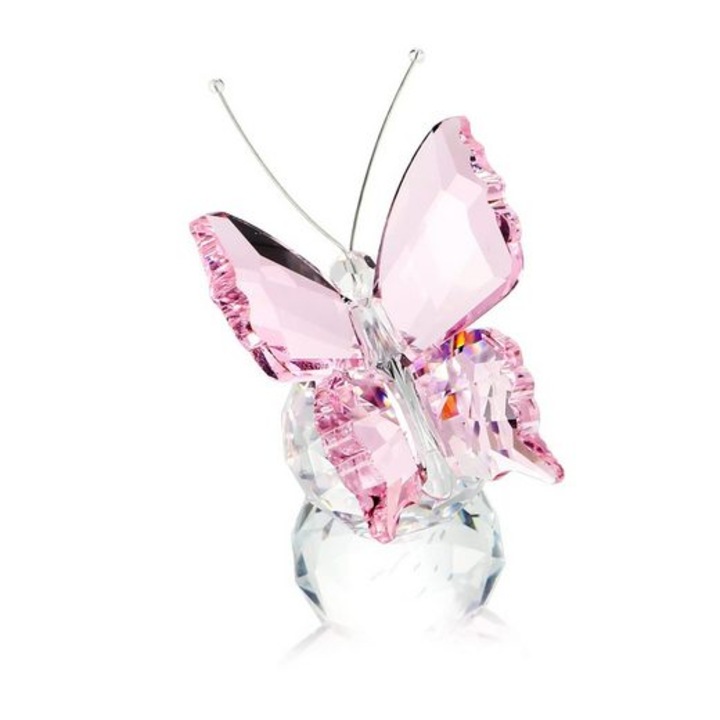 Pillangó figura, Haiaveng, kristály üveg alappal, rózsaszín