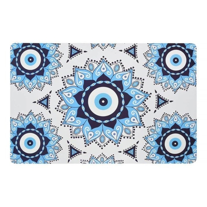 Suport farfurii plastic alb cu model “ochi bleu”, 43, 5×28, 5 cm – antialunecare & design marin – ANTBRO®