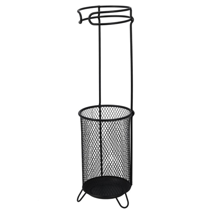 Suport Pentru Umbrele, H&S Decoration, Metalic, Durabil Si Stabil, Cu Design Perforat, Uscare Rapida A Umbrelor, Usor Si Usor De Transportat, Compact, 18 x 18 x 50 Cm, Negru