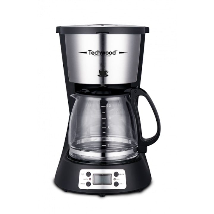 Cafetiera Techwood TCA-1296, programabila, 1.5L, 1000W, mentinere cald, inox