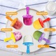 Set 14 forme pentru inghetata, Rqiurpn, Silicon alimentar, Fara BPA, Pentru congelarea fructelor sau iaurtului, Albastru/Verde
