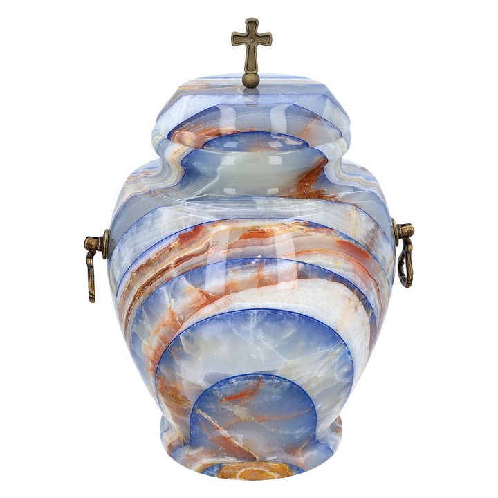 Urna funerara pentru cenusa, din piatra albastra naturala, onix, Remember Forever