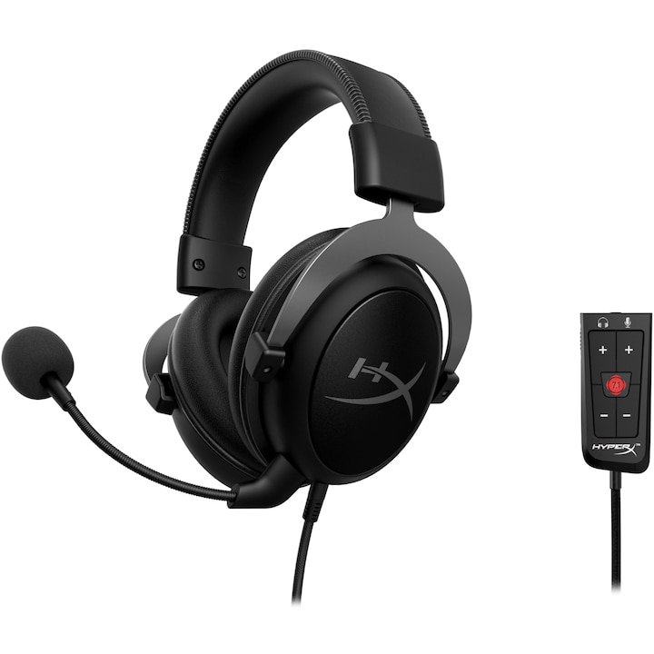 Casti gaming HyperX Cloud II, sunet surround 7.1, drivere de 53mm, microfon detasabil cu noise cancelling, certificat Discord/TeamSpeak, spuma cu memorie, compatibil multiplatforma, gri