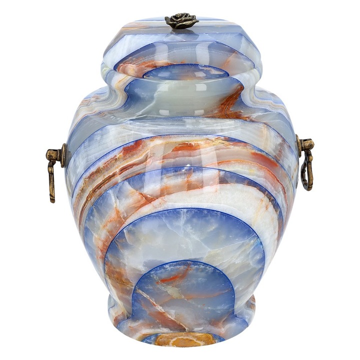 Urna pentru cenusa din piatra albastra naturala onix, Remember Forever